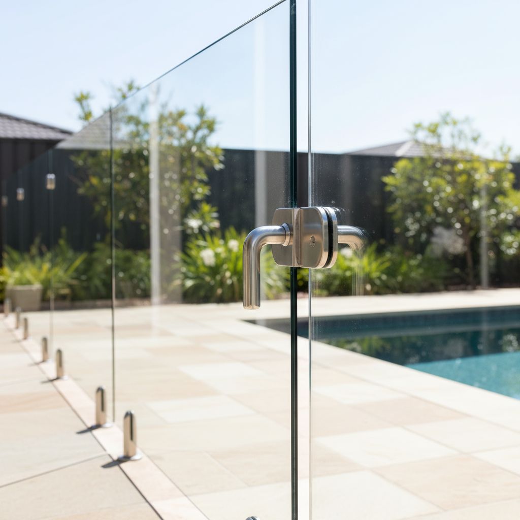 Self-closing self-latching pool gate hardware